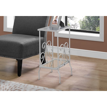 Monarch Specialties Accent Table - 30"H / Silver Metal With Tempered Glass I 3158